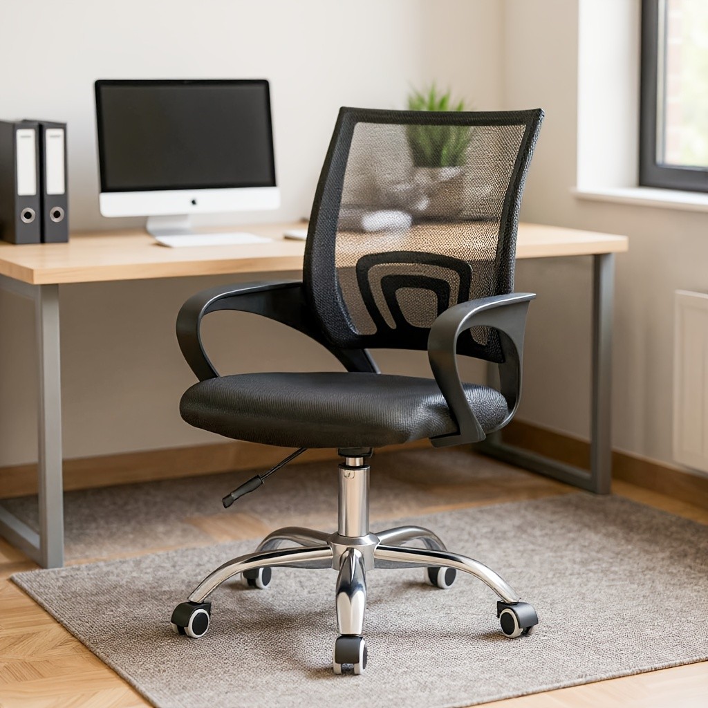 Ergonomically Designed Office Chair | Features Mesh, Armrests, And Lumbar Support | 360-Degree Swivel, High Back, Adjustable Height | Reduces Fatigue with Reclining Capability | Compact for PC Use